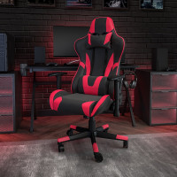 Flash Furniture CH-187230-1-Red-GG X20 Gaming Chair Racing Office Ergonomic Computer PC Adjustable Swivel Chair with Fully Reclining Back in Red LeatherSoft